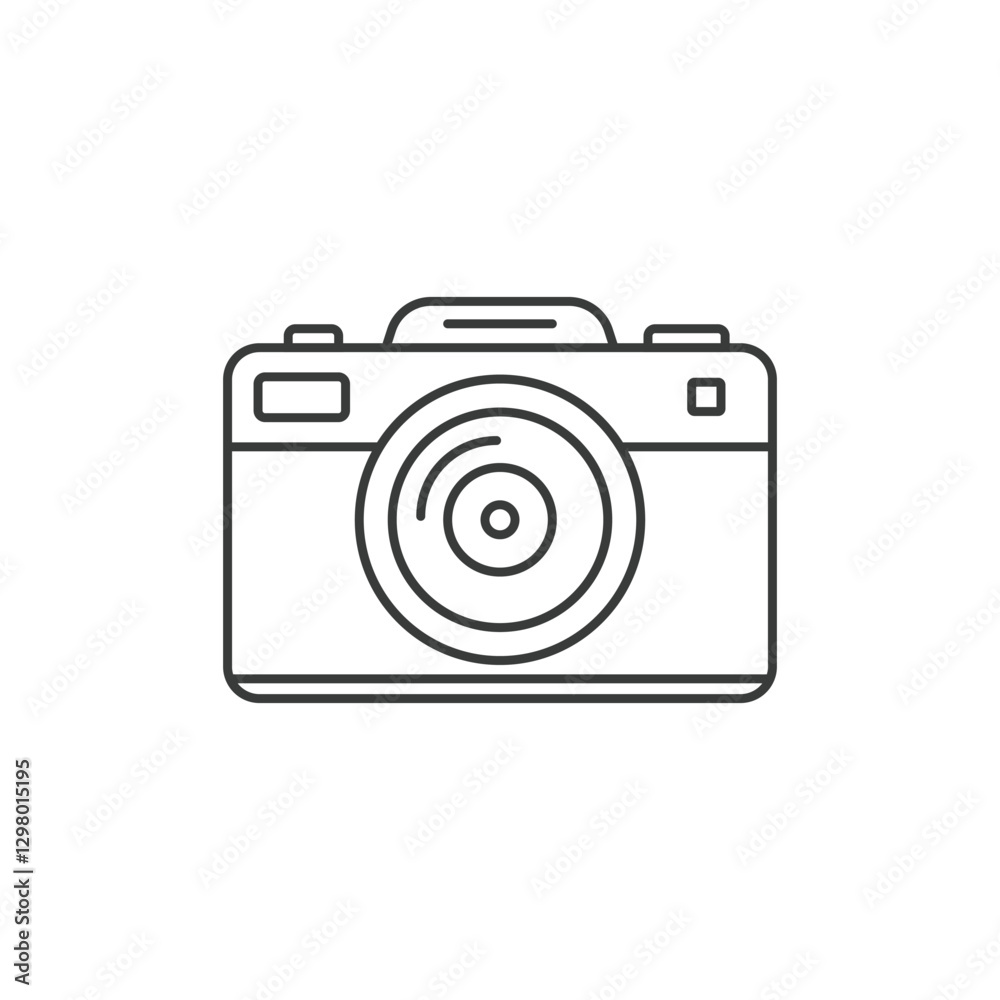 Camera icon in linear flat style. Photography equipment vector illustration on isolated background. Photo sign business concept. Camera icon in linear flat style. Photography equipment vector illustration on isolated background. Photo sign business concept.