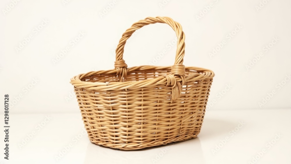 Rattan Basket. Basket is made of wicker and has handle Rattan Basket. Basket is made of wicker and has handle
