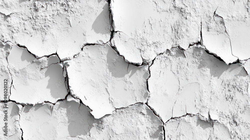Obraz premium Cracked white surface texture background.