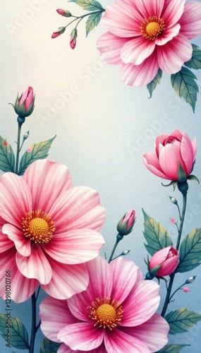 Watercolor floral arrangement with delicate petals, flowers arrangement, illustration, spring
