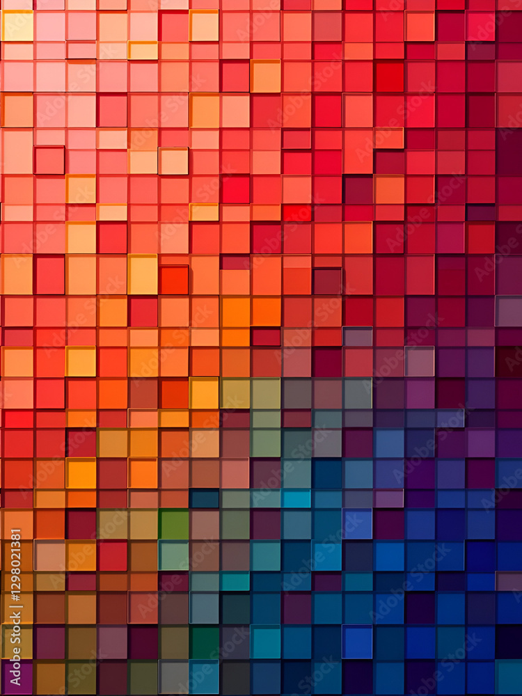Background rainbow colors tiles squares red to blue gradient pixelization, KI, AI Background rainbow colors tiles squares red to blue gradient pixelization, KI, AI