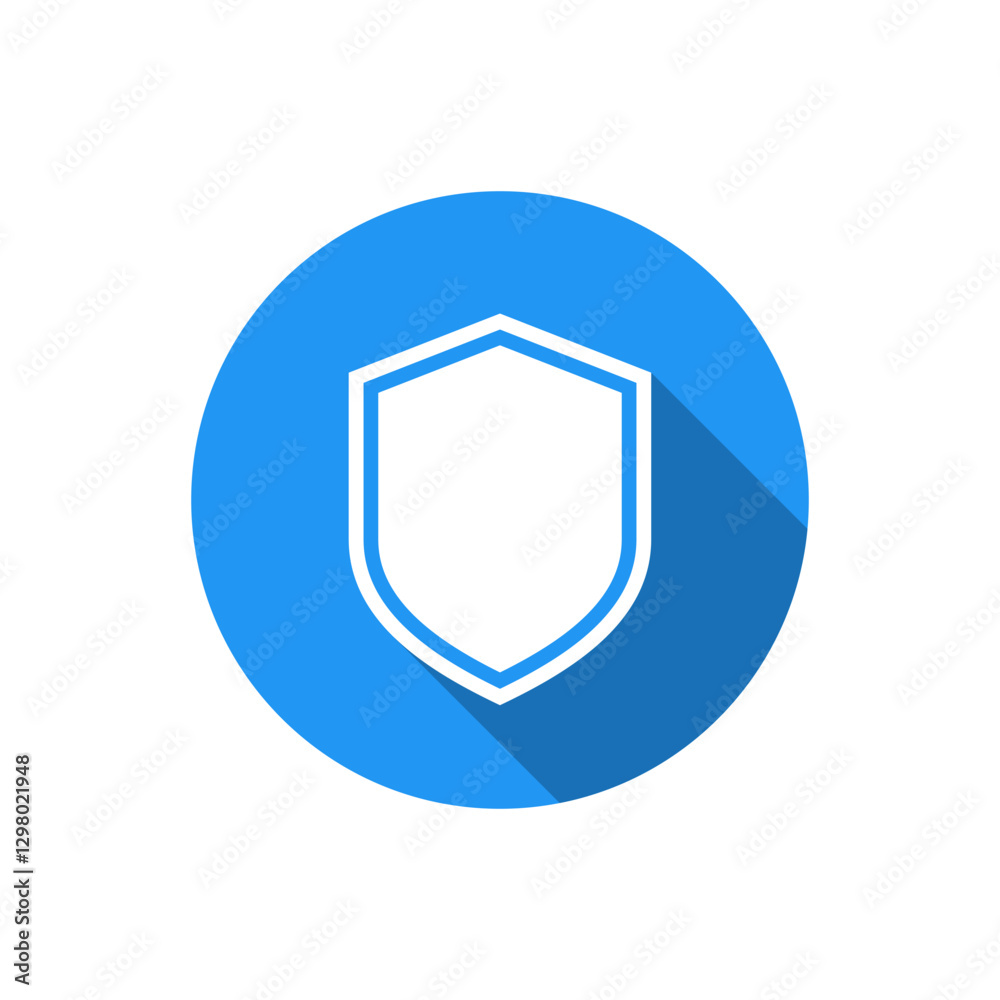 Shield guard icon with long shadow. Secure, protect sign symbol Shield guard icon with long shadow. Secure, protect sign symbol