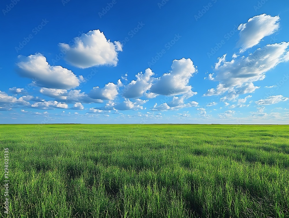 Obraz premium Wide grassy field under a blue sky