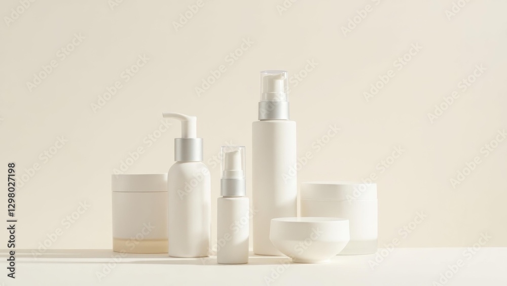 Ceramide Moisturizer. Bottles are white and have lot of different types of cream Ceramide Moisturizer. Bottles are white and have lot of different types of cream