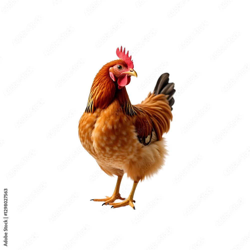 Fototapeta premium Realistic Brown Chicken Standing on Transparent Background