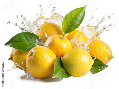 Fresh Lemons in Water Splash, Vibrant and Juicy transparent background