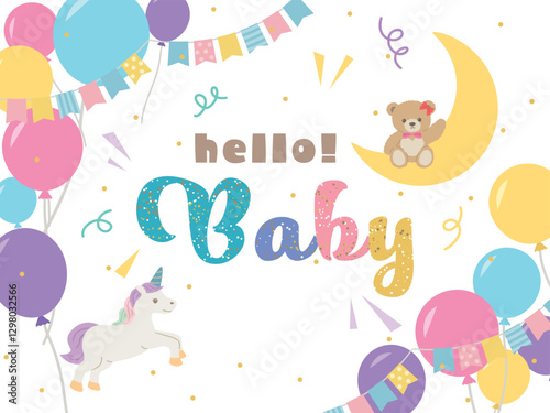 Hello Baby　メルヘンデザインの背景素材