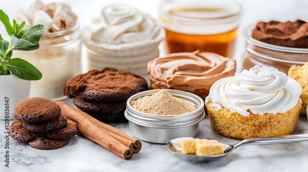 Assorted Dessert Ingredients with Cookies and Cream Assorted Dessert Ingredients with Cookies and Cream