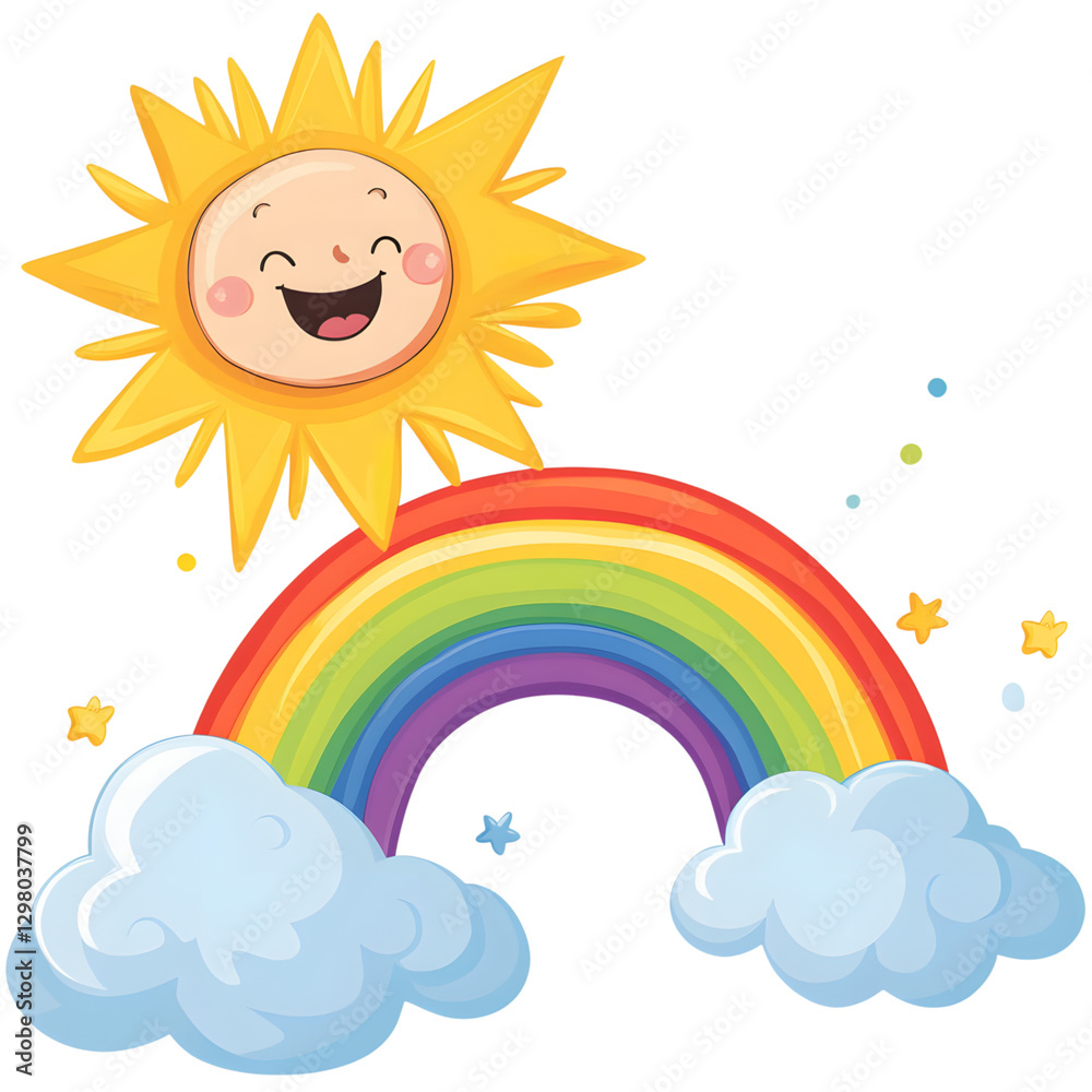 Fototapeta premium cartoon sun and rainbow