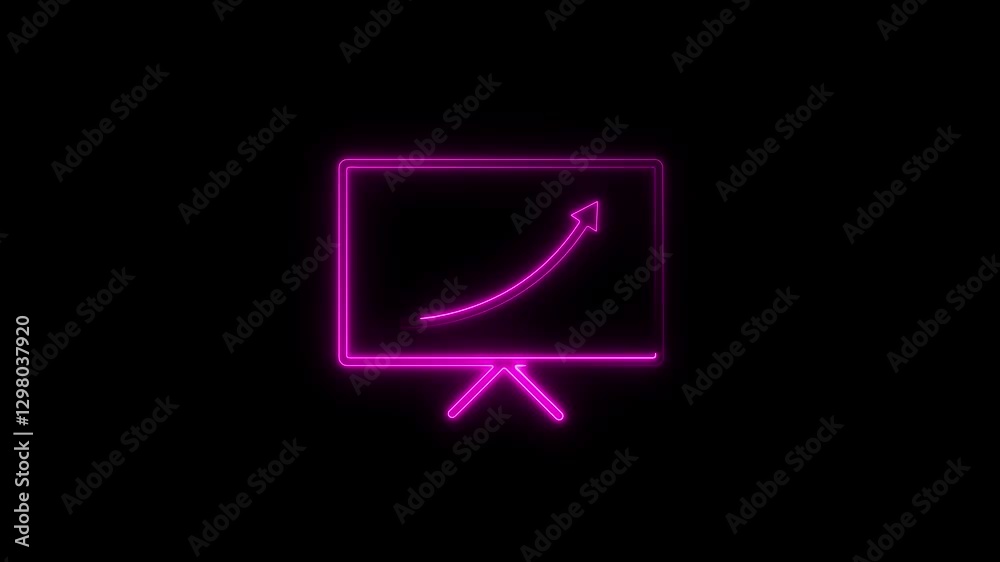 abstract neon business growth graph animation. up arrow line background animation in tv screen. 
