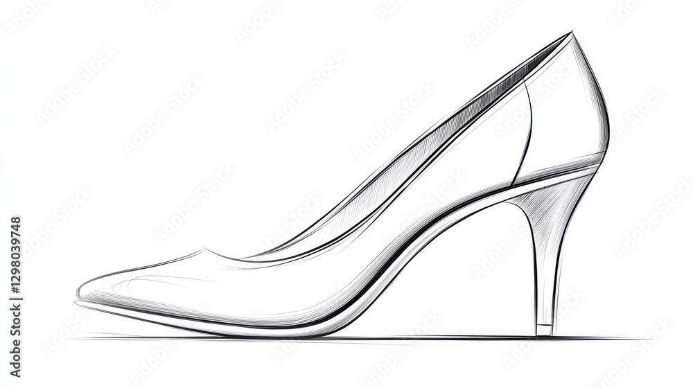 Elegant high heel shoe sketch on white background Elegant high heel shoe sketch on white background