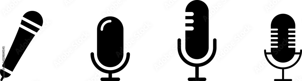 Microphone Icons set. Microphone sign, Mic, communications, radio, Podcast, microphone icon. Karaoke mic web and mobile app icons - illustration symbol isolated on transparent background. Microphone Icons set. Microphone sign, Mic, communications, radio, Podcast, microphone icon. Karaoke mic web and mobile app icons - illustration symbol isolated on transparent background.