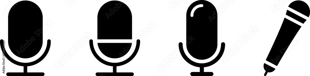 Microphone Icons set. Microphone sign, Mic, communications, radio, Podcast, microphone icon. Karaoke mic web and mobile app icons - illustration symbol isolated on transparent background. Microphone Icons set. Microphone sign, Mic, communications, radio, Podcast, microphone icon. Karaoke mic web and mobile app icons - illustration symbol isolated on transparent background.