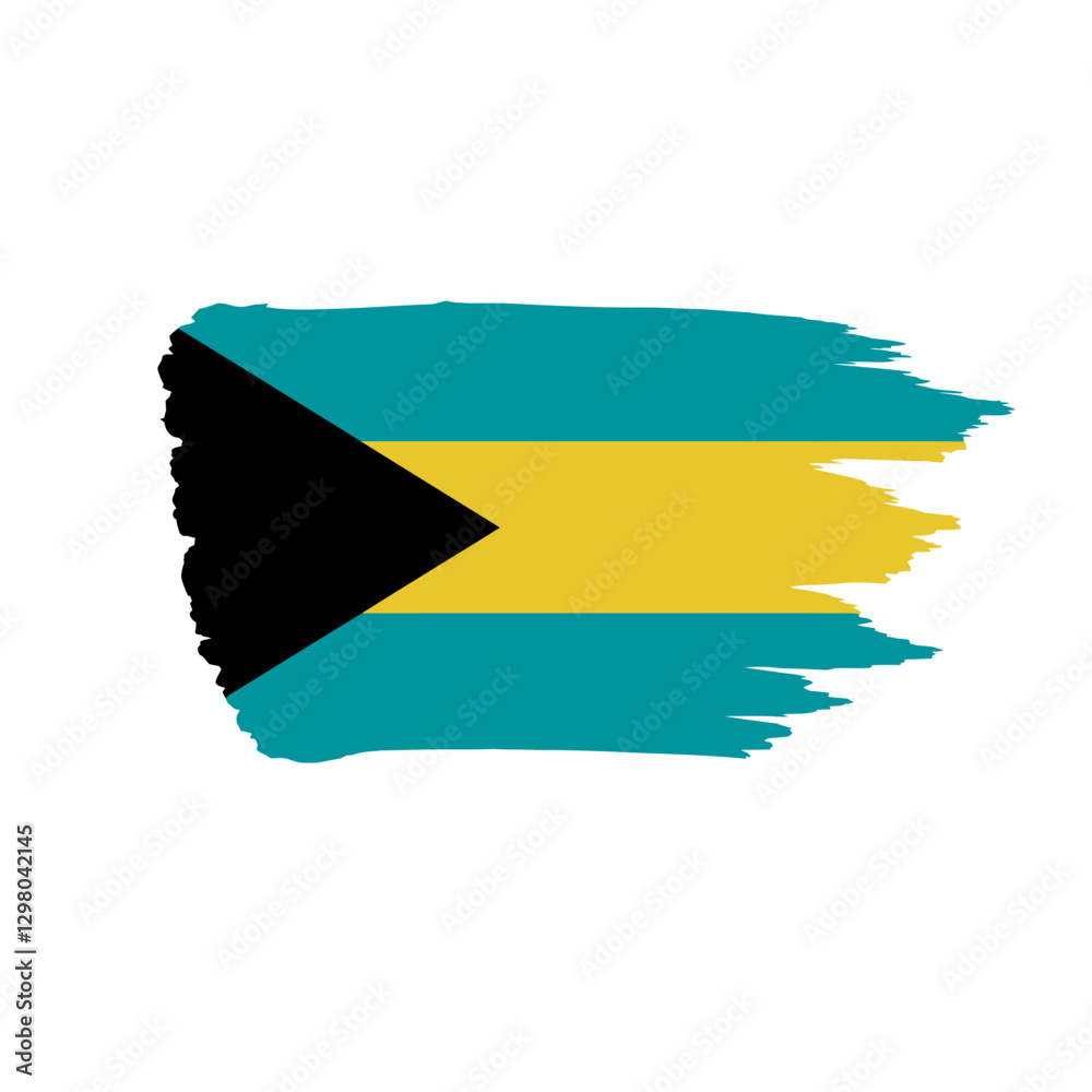 Obraz premium Silhouette vector illustration of the Bahamas flag (Triangle and Stripes) on a white background