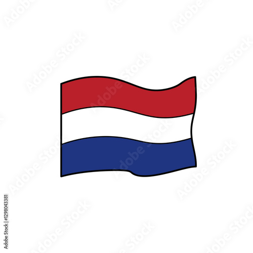 Silhouette vector illustration of the Netherlands flag (Red, White, Blue) on a white background 