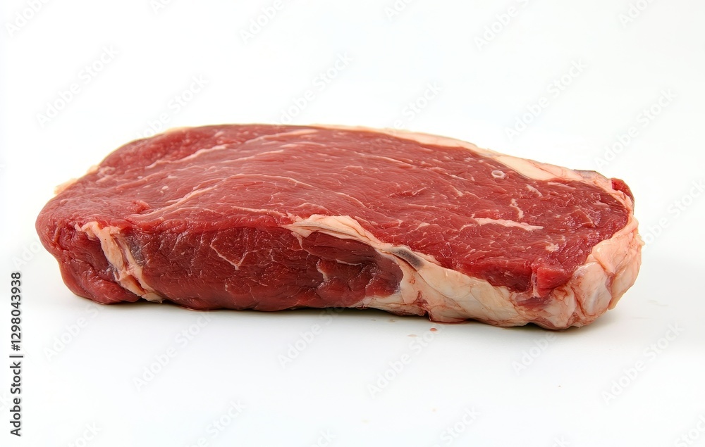 Raw Beef Steak on White Background Close Up Raw Beef Steak on White Background Close Up
