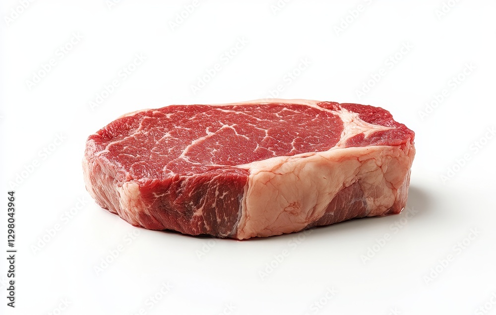 Raw Beef Steak on White Background Close Up View Raw Beef Steak on White Background Close Up View