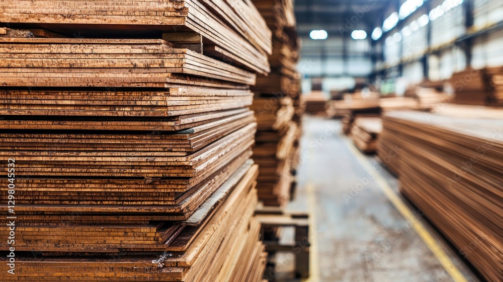 Stacks of Wood in a Warehouse Stacks of Wood in a Warehouse