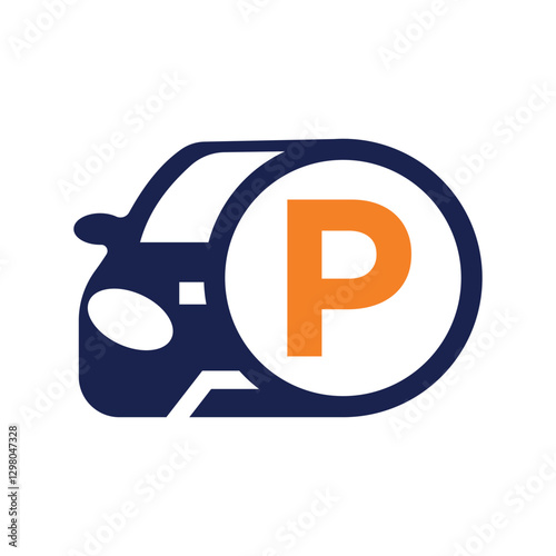 Car Logo combine with letter P vector template