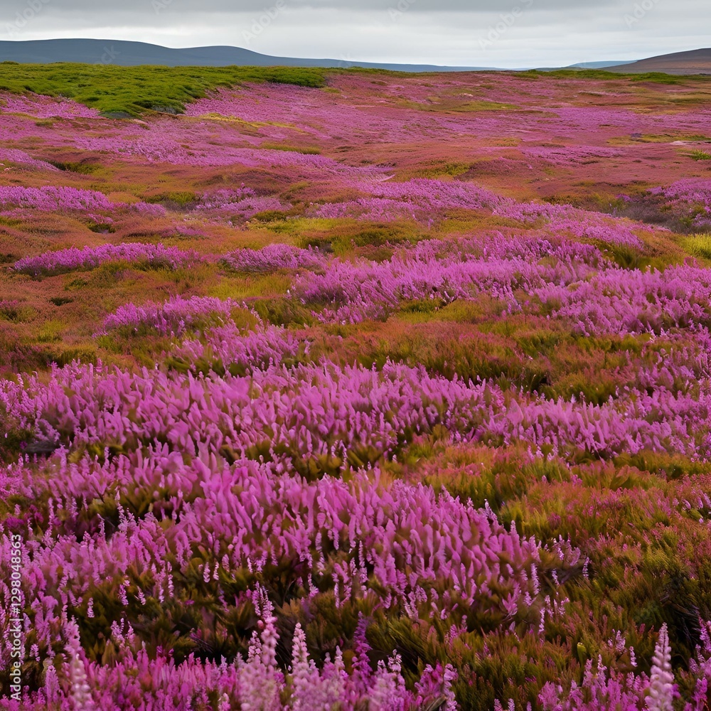 Fototapeta premium vibrant purple blooms of heather