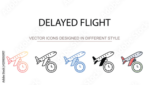 Delayed Flight icon design with white background stock illustration