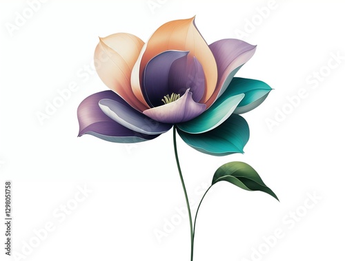 Elegant flower illustration with soft gradients and natural balance