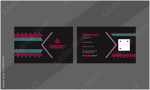 Business card templates. Stationery design vector set. Red and black colors. Flat style vector illustration