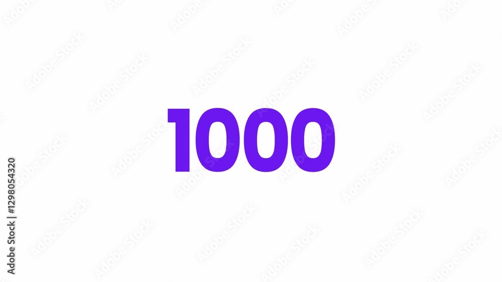 1000 or One Thousand Text Animation. Alpha matte with transparent background 4K resolution. 1000 or One Thousand Text Animation. Alpha matte with transparent background 4K resolution.
