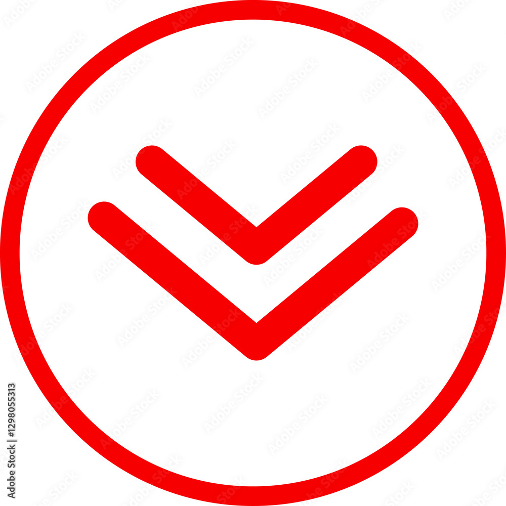 Icon red arrow direction down on a white background vector illustration. Icon red arrow direction down on a white background vector illustration.