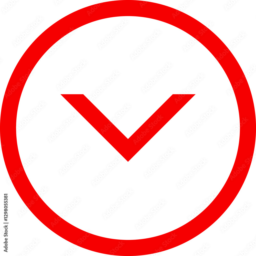 Icon red arrow direction down on a white background vector illustration. Icon red arrow direction down on a white background vector illustration.