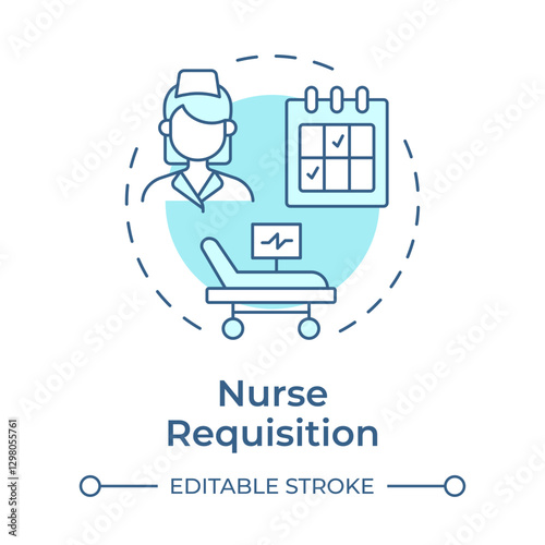 Nurse requisition soft blue concept icon. Medical staff work loading regulation in hospital. Care transition. Round shape line illustration. Abstract idea. Graphic design. Easy to use in article