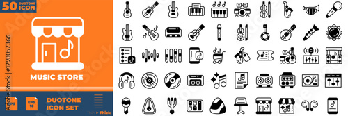 Music Store Duotone Editable Icons set