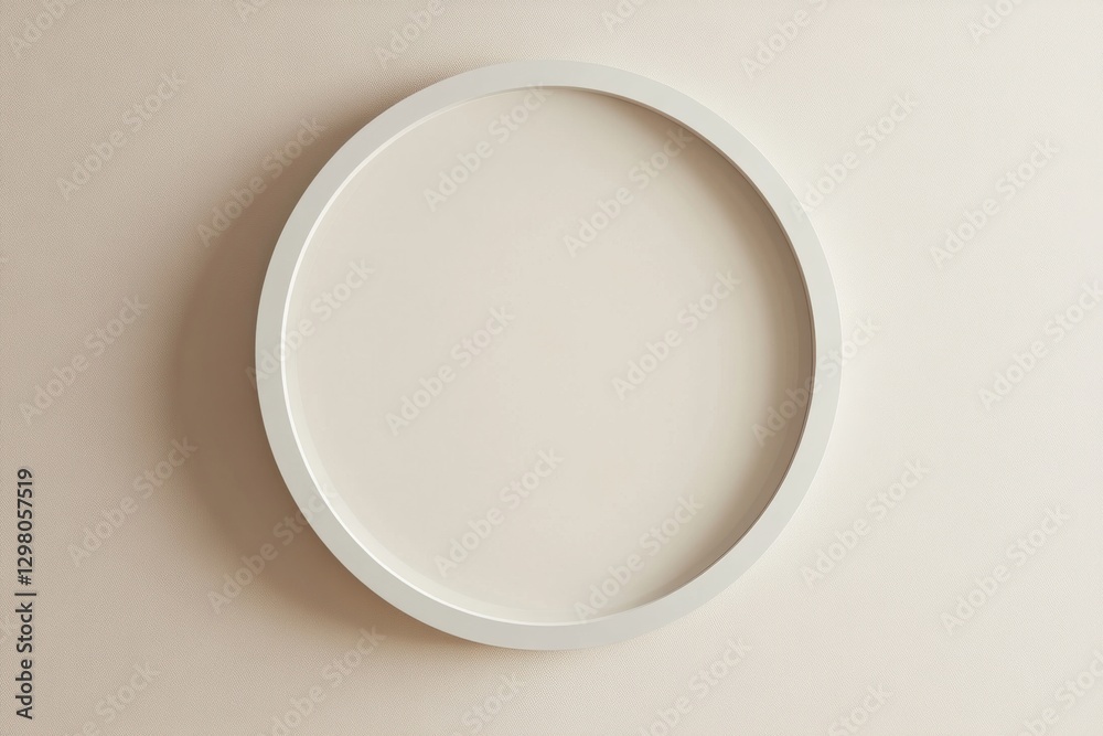 A white circular object is placed on a plain background A white circular object is placed on a plain background