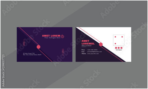 Business Card Vector Template. Flat Style Vector Illustration. Stationery Design. 4 Color Combinations. Print Template