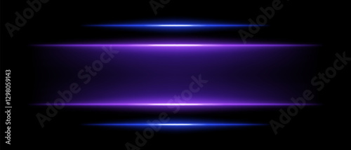 Abstract glowing purple and blue light beams on a dark background. Four parallel neon streaks create a futuristic energy effect with smooth gradients and a radiant glow