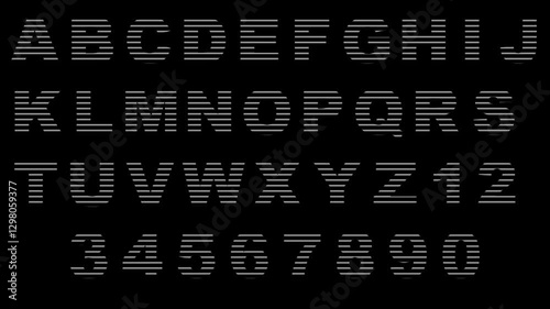 Alphabet horizontal scan lines animation
