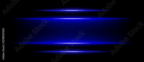 Abstract glowing blue light beams dark background. Four parallel neon streaks create a futuristic energy effect with smooth gradients radiant glow. Vibrant illumination modern digital aesthetic