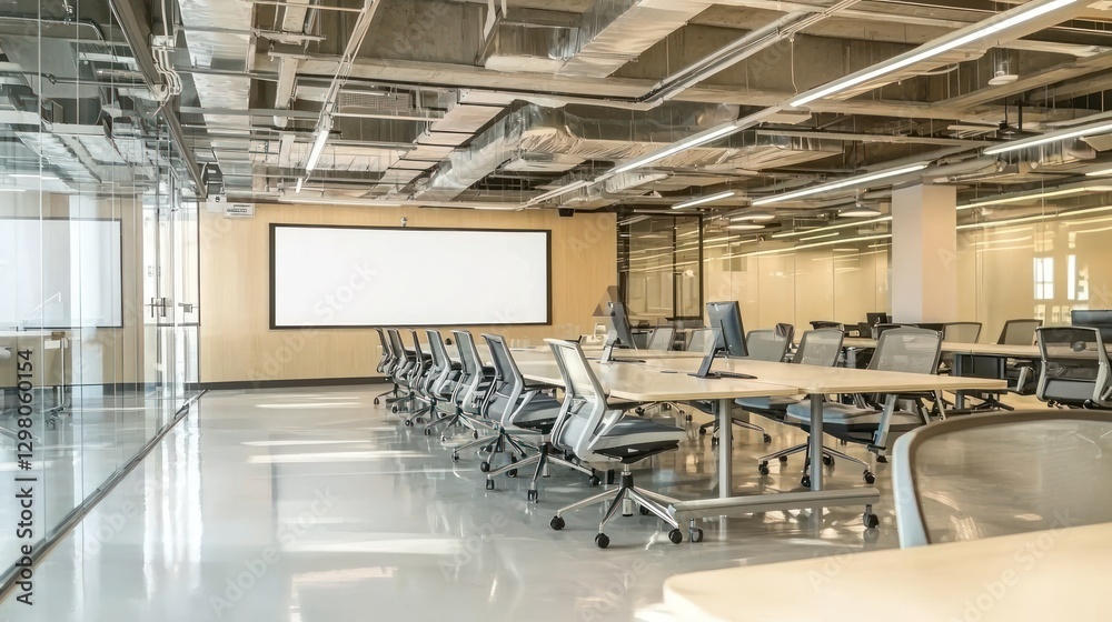 Modern Spacious Office Conference Room with Bright Lighting and Minimalist Design Modern Spacious Office Conference Room with Bright Lighting and Minimalist Design