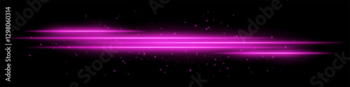 Abstract glowing pink light streaks on a dark background. Multiple parallel neon beams with radiant flare, motion blur, and scattered particles create a futuristic and dynamic energy effect