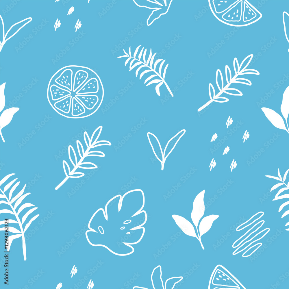 Fototapeta premium seamless vector pattern with lemons and leaves
