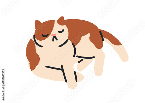 Cute sleeping cat. Adorable feline animal lying down asleep. Relaxing sleepy ...