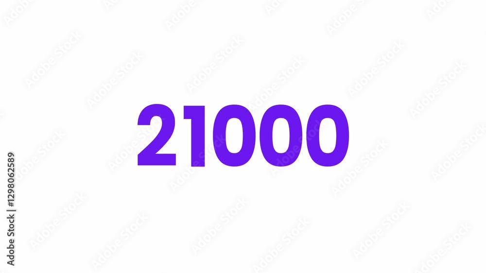 21000 or Twenty one Thousand Text Animation. Alpha matte with transparent background 4K resolution. 21000 or Twenty one Thousand Text Animation. Alpha matte with transparent background 4K resolution.