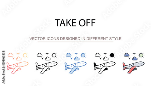 Take Off icon design with white background stock illustration