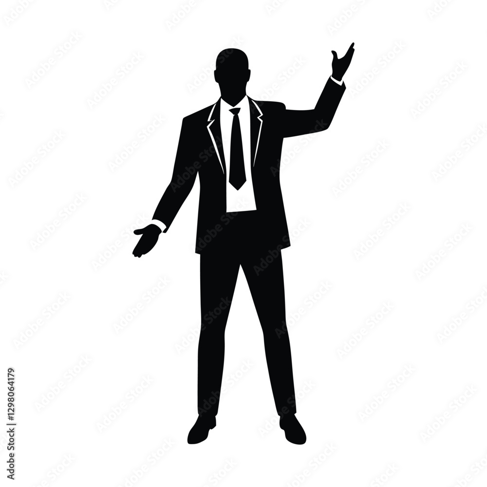 Obraz premium corporate businessman black vector silhouette