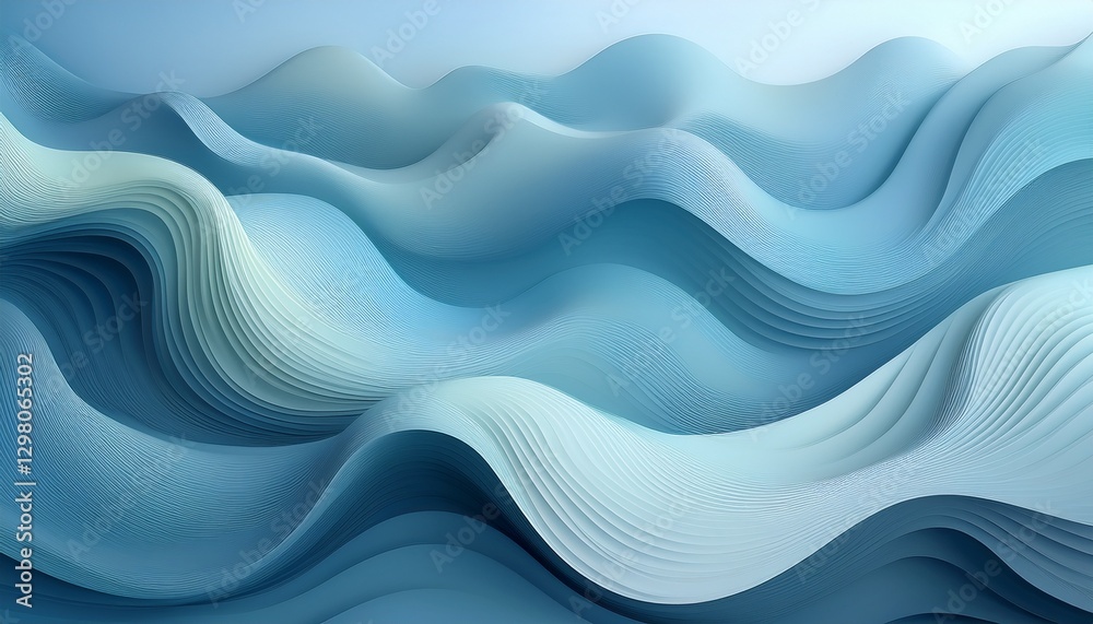 Fototapeta premium Subtle 3D wave pattern: smooth, flowing texture in cool tones. Understated & sophisticated. Ideal for corporate backgrounds & refined designs.