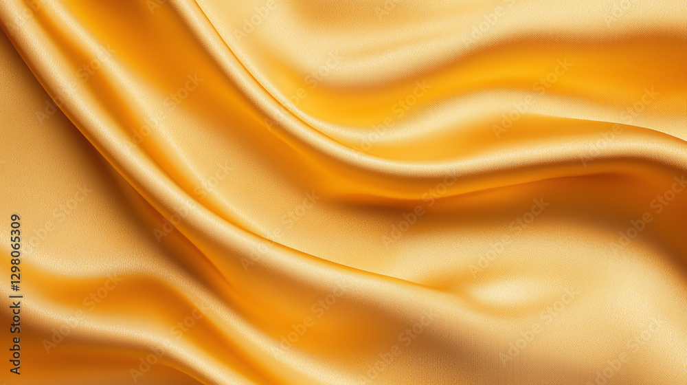 Obraz premium Luxurious golden silk fabric with smooth, flowing texture and elegant sheen. Perfect for fashion, upholstery, or decorative purposes, adding touch of sophistication