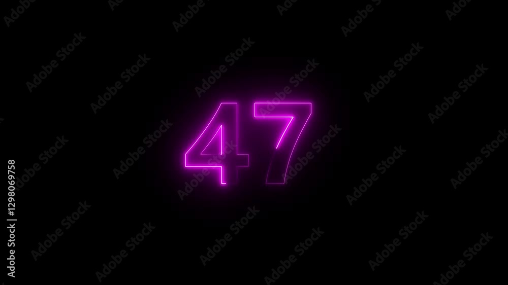Neon text 47 number icon background. neon glowing countdown number 47, Number 47 Animation. 47 percentage discount animated. Neon text 47 number icon background. neon glowing countdown number 47, Number 47 Animation. 47 percentage discount animated.