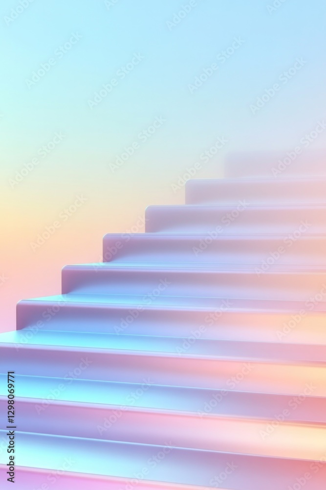Obraz premium Softly layered steps blend pastel colors, creating serene, dream