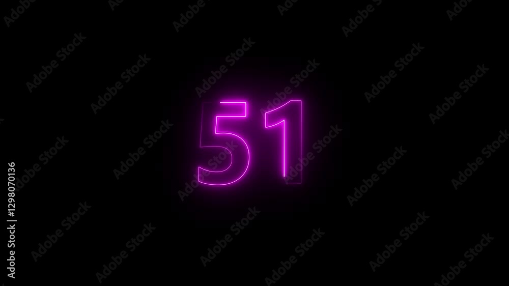 Neon text 51 number icon background. neon glowing countdown number 51 , Number 51 Animation. 51 percentage discount animated. Neon text 51 number icon background. neon glowing countdown number 51 , Number 51 Animation. 51 percentage discount animated.