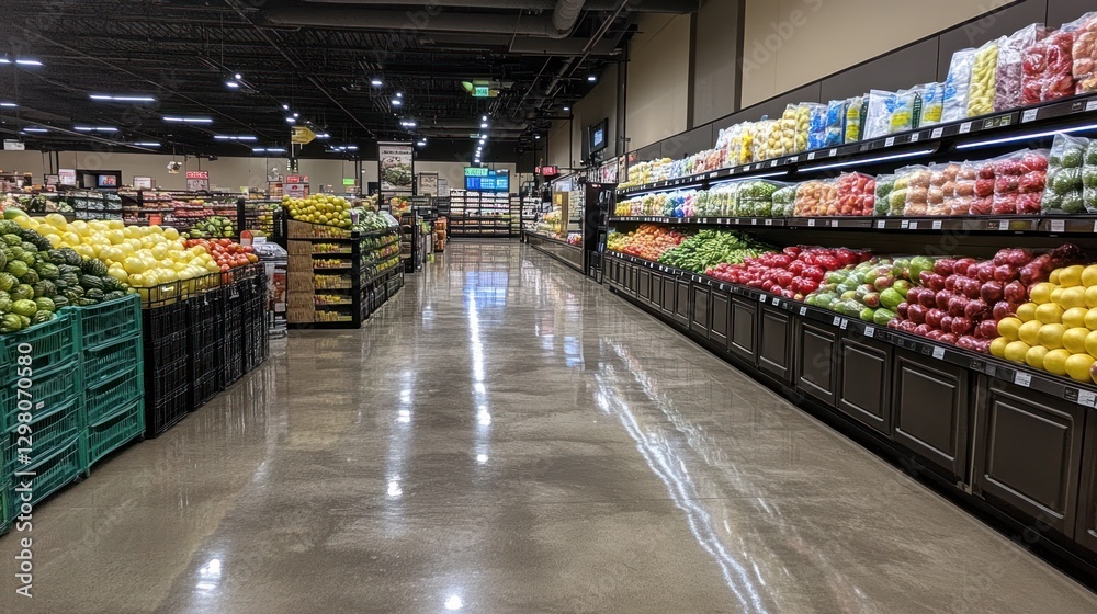 custom made wallpaper toronto digitalProduce section in a bright, clean grocery store with polished floors.